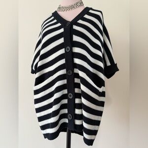 CABI black & white stripe button up cardigan In size small